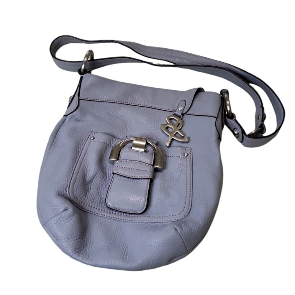 EUC B. Makowsky Lilac Pebbled Leather Medium Cross-Body Shoulder Bag Purse